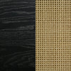 Fij Coffee Table with Rattan Shelf | Brass Metal | Black Wood 41"