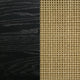 Fij Coffee Table with Rattan Shelf | Brass Metal | Black Wood 41"