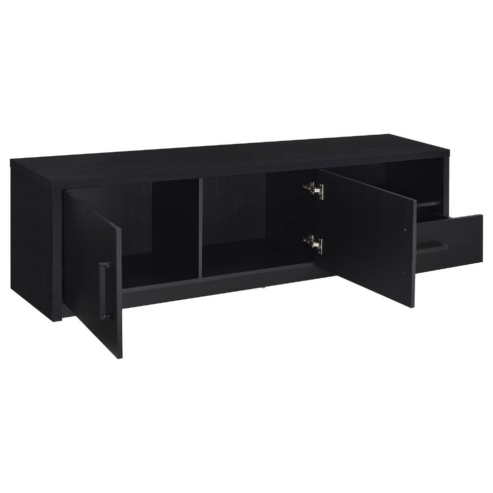 Marge TV St& Media Console with 2 Doors & Drawer | Black Wood 70"