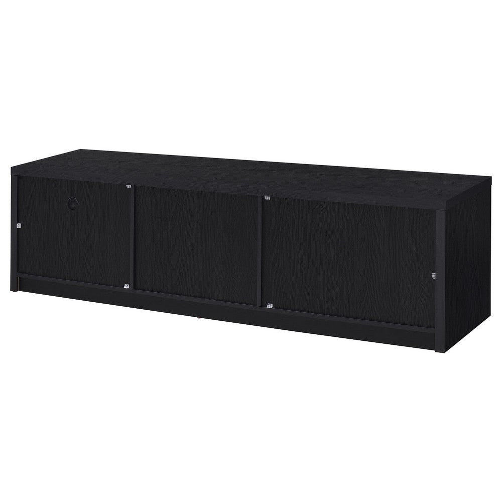 Marge TV St& Media Console with 2 Doors & Drawer | Black Wood 70"