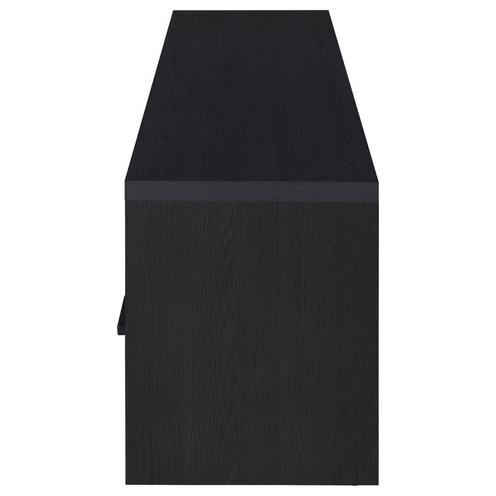 Marge TV St& Media Console with 2 Doors & Drawer | Black Wood 70"