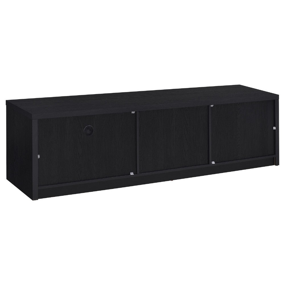 Marge TV St& Media Console with 2 Doors & Drawer | Black Wood 70"