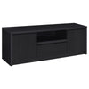 Winie TV St& Media Console | 2 Doors & Open Shelf | Black Wood 60"