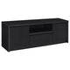 Winie TV St& Media Console | 2 Doors & Open Shelf | Black Wood 60"