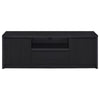 Winie TV St& Media Console | 2 Doors & Open Shelf | Black Wood 60"