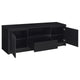 Winie TV St& Media Console | 2 Doors & Open Shelf | Black Wood 60"