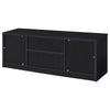 Winie TV St& Media Console | 2 Doors & Open Shelf | Black Wood 60"