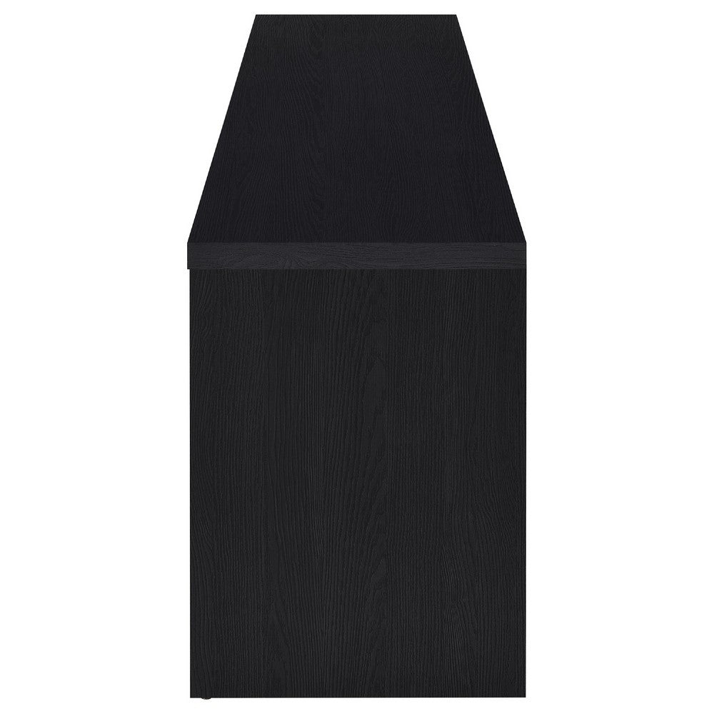 Winie TV St& Media Console | 2 Doors & Open Shelf | Black Wood 60"