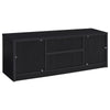 Winie TV St& Media Console | 2 Doors & Open Shelf | Black Wood 60"