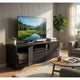Winie TV St& Media Console | 2 Doors & Open Shelf | Black Wood 60"