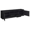 Winie TV St& Media Console | 2 Doors & Drawers | Black Wood 78"