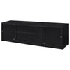 Winie TV St& Media Console | 2 Doors & Drawers | Black Wood 78"