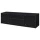 Winie TV St& Media Console | 2 Doors & Drawers | Black Wood 78"