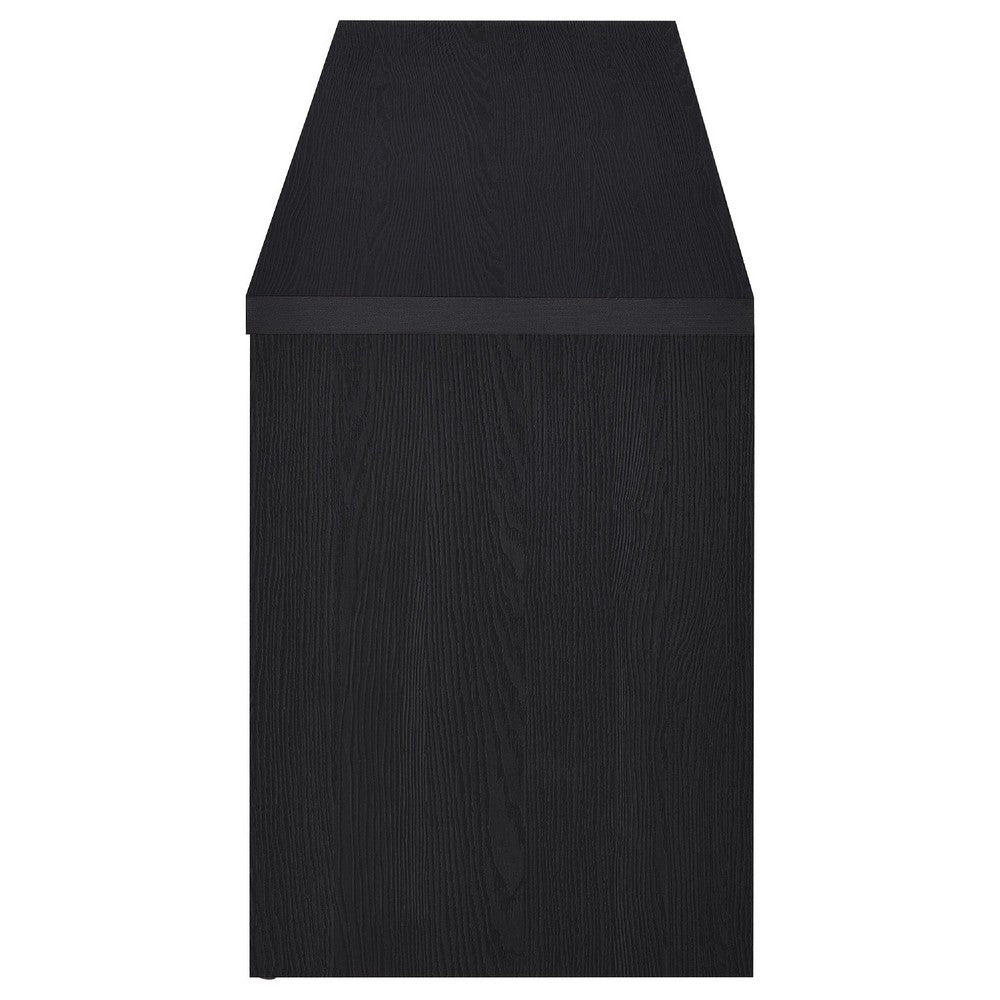 Winie TV St& Media Console | 2 Doors & Drawers | Black Wood 78"