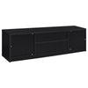 Winie TV St& Media Console | 2 Doors & Drawers | Black Wood 78"
