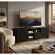 Winie TV St& Media Console | 2 Doors & Drawers | Black Wood 78"