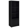 Winie Media Tower with Open Shelves & Cabinet | Black Wood 71"