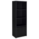 Winie Media Tower with Open Shelves & Cabinet | Black Wood 71"