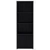 Winie Media Tower with Open Shelves & Cabinet | Black Wood 71"
