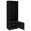 Winie Media Tower with Open Shelves & Cabinet | Black Wood 71"