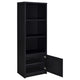 Winie Media Tower with Open Shelves & Cabinet | Black Wood 71"
