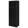 Winie Media Tower with Open Shelves & Cabinet | Black Wood 71"