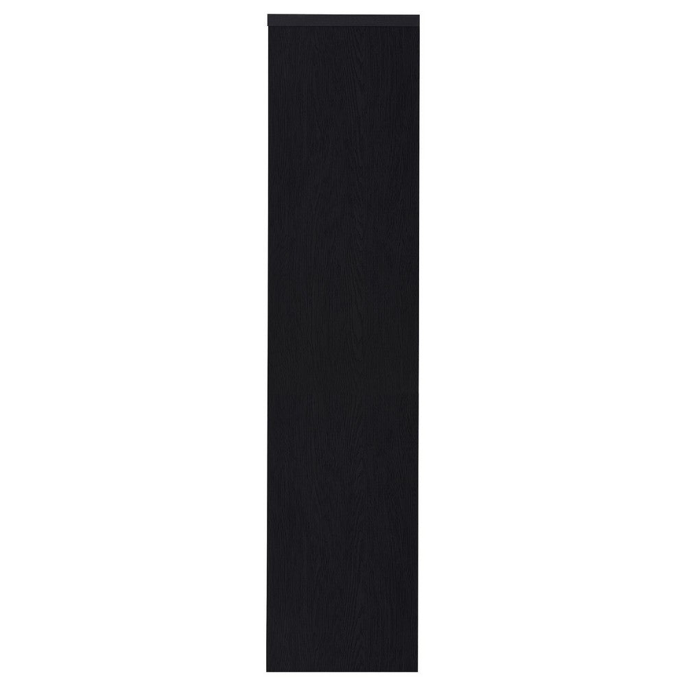 Winie Media Tower with Open Shelves & Cabinet | Black Wood 71"