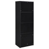 Winie Media Tower with Open Shelves & Cabinet | Black Wood 71"