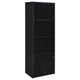 Winie Media Tower with Open Shelves & Cabinet | Black Wood 71"