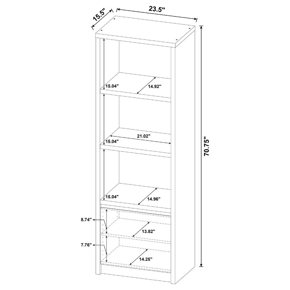 Winie Media Tower with Open Shelves & Cabinet | Black Wood 71"