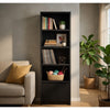 Winie Media Tower with Open Shelves & Cabinet | Black Wood 71"