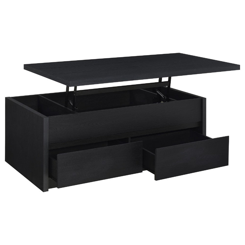 Knax Lift-Top Coffee Table with Hidden Storage & Drawers | Black Wood