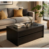 Knax Lift-Top Coffee Table with Hidden Storage & Drawers | Black Wood