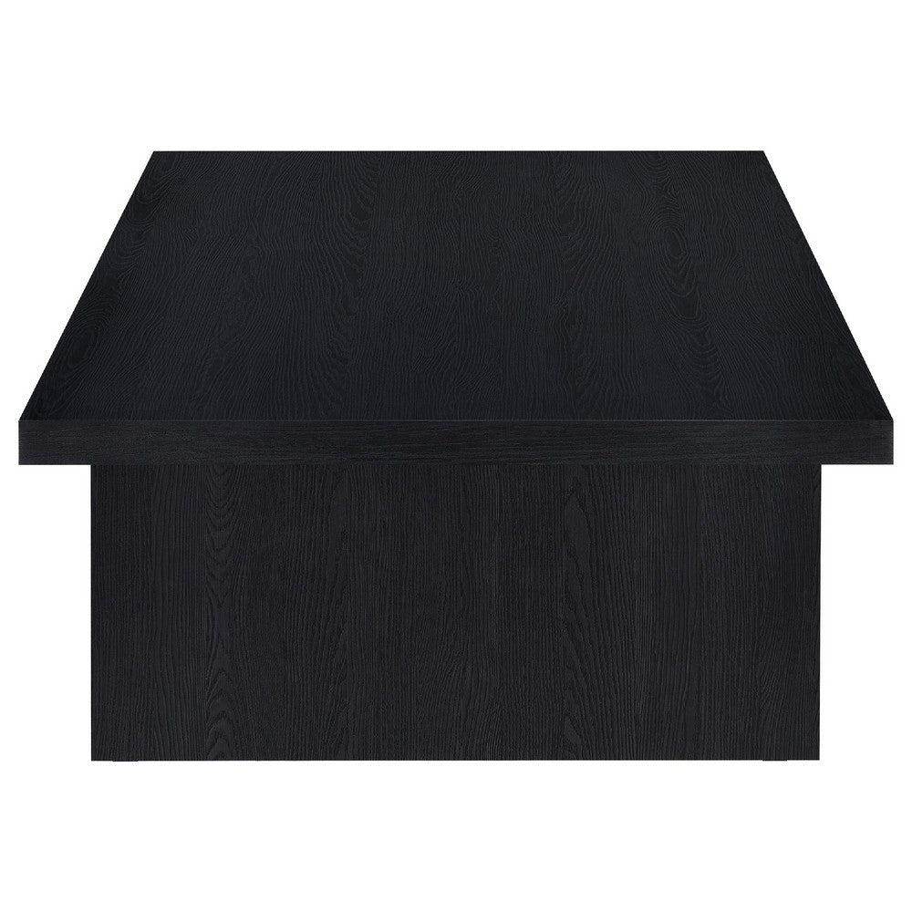 Maxy Rectangular Coffee Table with Slab-Style Base | Black Wood 54"