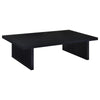 Maxy Rectangular Coffee Table with Slab-Style Base | Black Wood 54"
