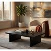Maxy Rectangular Coffee Table with Slab-Style Base | Black Wood 54"