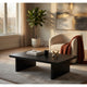 Maxy Rectangular Coffee Table with Slab-Style Base | Black Wood 54"