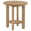 Clera Round Side End Table with Open Lower Shelf | Light Oak Wood 22"
