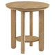 Clera Round Side End Table with Open Lower Shelf | Light Oak Wood 22"
