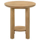 Clera Round Side End Table with Open Lower Shelf | Light Oak Wood 22"