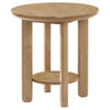 Clera Round Side End Table with Open Lower Shelf | Light Oak Wood 22"
