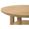 Clera Round Side End Table with Open Lower Shelf | Light Oak Wood 22"