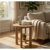 Clera Round Side End Table with Open Lower Shelf | Light Oak Wood 22"