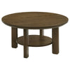 Clera Round Accent Side End Table with Open Shelf | Light Oak Wood 36"