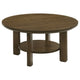 Clera Round Accent Side End Table with Open Shelf | Light Oak Wood 36"