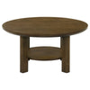 Clera Round Accent Side End Table with Open Shelf | Light Oak Wood 36"