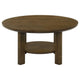 Clera Round Accent Side End Table with Open Shelf | Light Oak Wood 36"