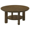 Clera Round Accent Side End Table with Open Shelf | Light Oak Wood 36"