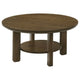 Clera Round Accent Side End Table with Open Shelf | Light Oak Wood 36"