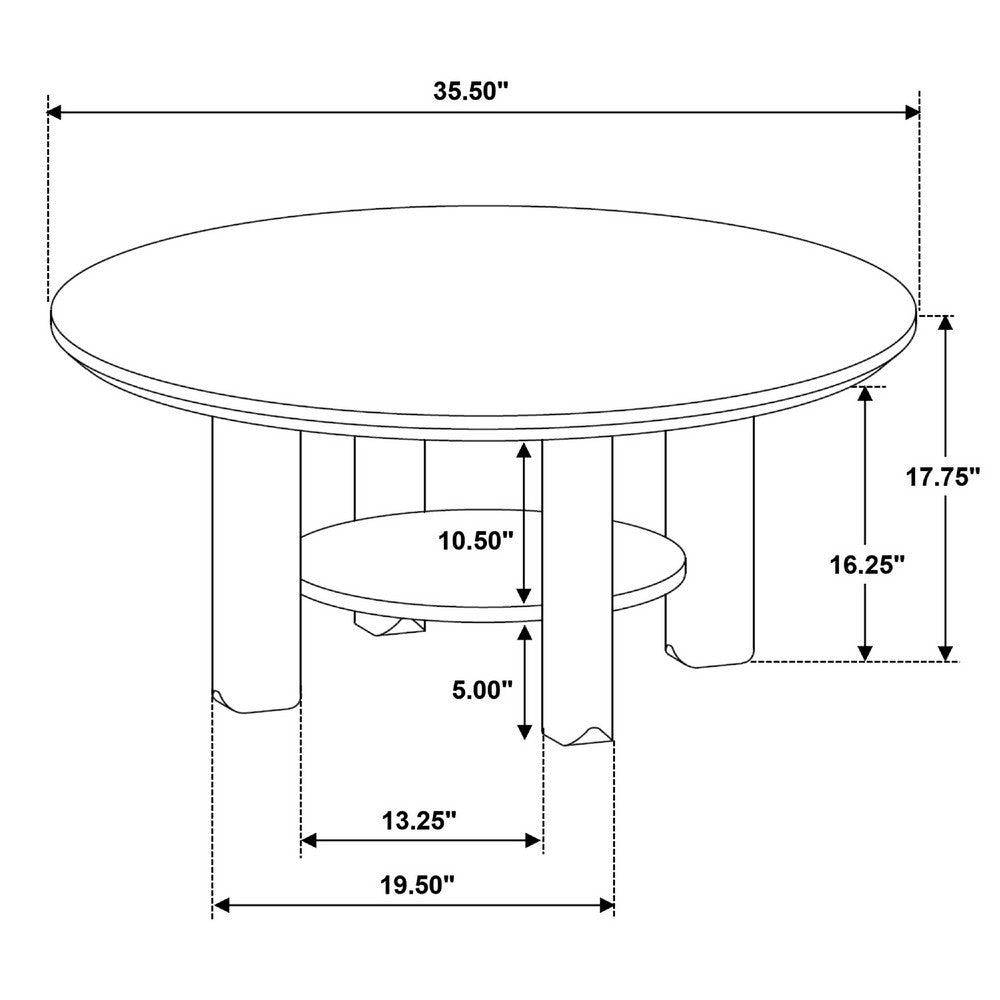 Clera Round Accent Side End Table with Open Shelf | Light Oak Wood 36"